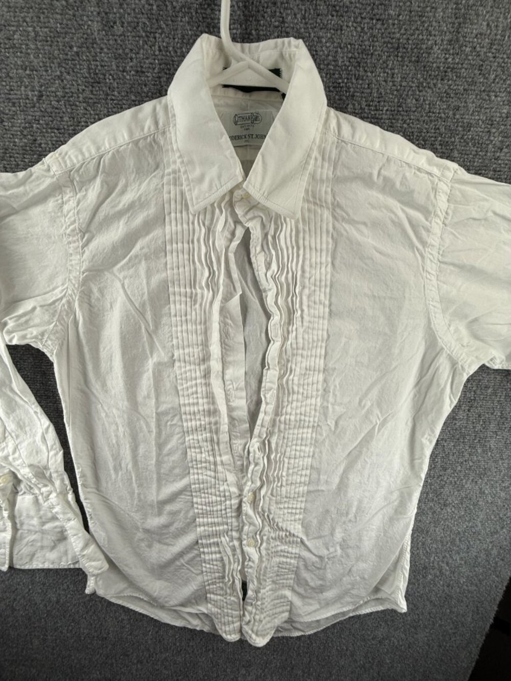 Gitman Bros Formal 15 32 USA All Cotton White Solid Shirt Long Sleeve Button Up
